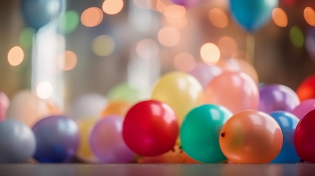 Un tas de ballons colorés sur le sol