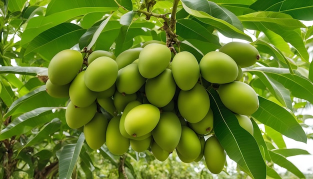 un tas de bananes qui sont accrochées à un arbre