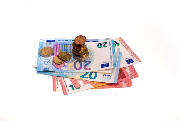 Tas De Billets En Euros En Papier Dans Le Cadre Du Système De Paiement Des  états-unis
