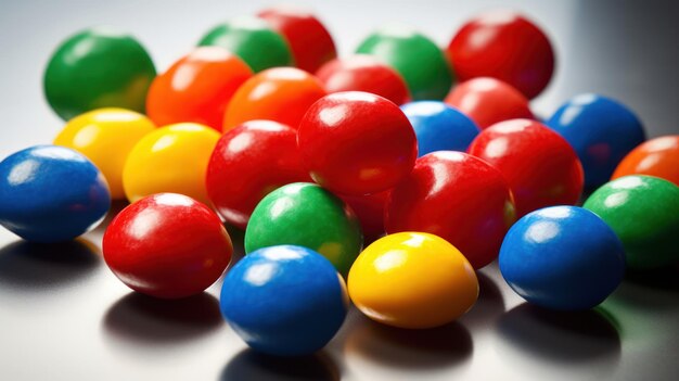 Un tas de bonbons colorés sur une table