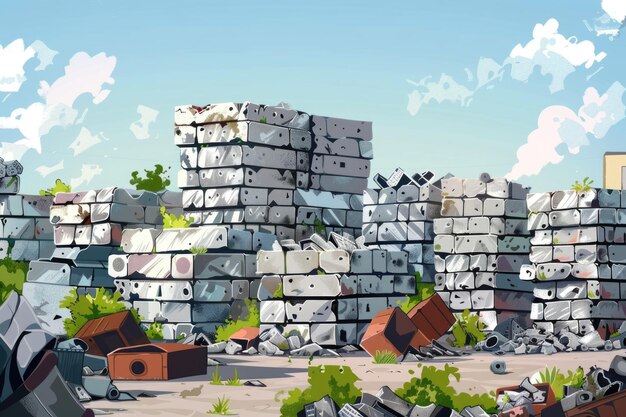 Photo un tas de briques posées sur une pile de décombres, adaptées aux projets de construction.