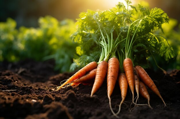 Un tas de carottes qui reposent dans la terre AI