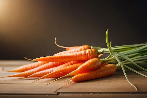 Un tas de carottes sur une table en bois