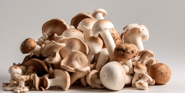 Un tas de champignons sur une table