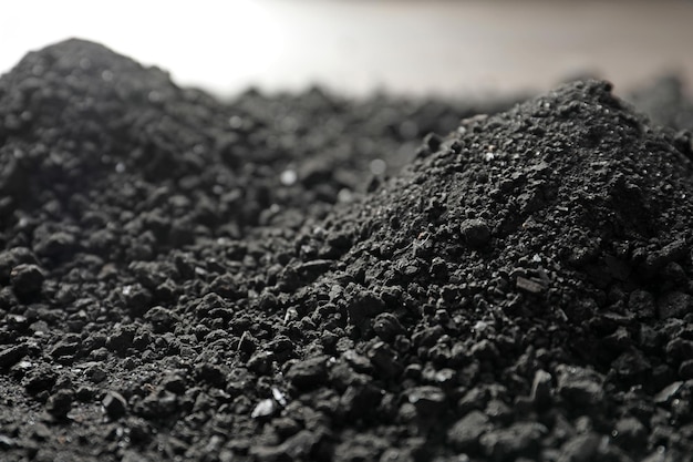 Tas de charbon noir vue rapprochée Dépôts minéraux