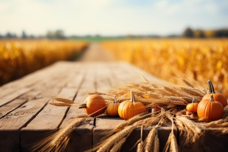 Photo un tas de citrouilles assises sur une table en bois ia générative décor de thanksgiving à l'heure de la récolte
