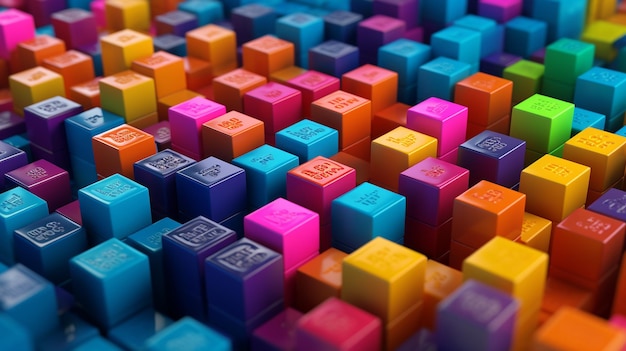 Un tas coloré de cubes avec le nombre