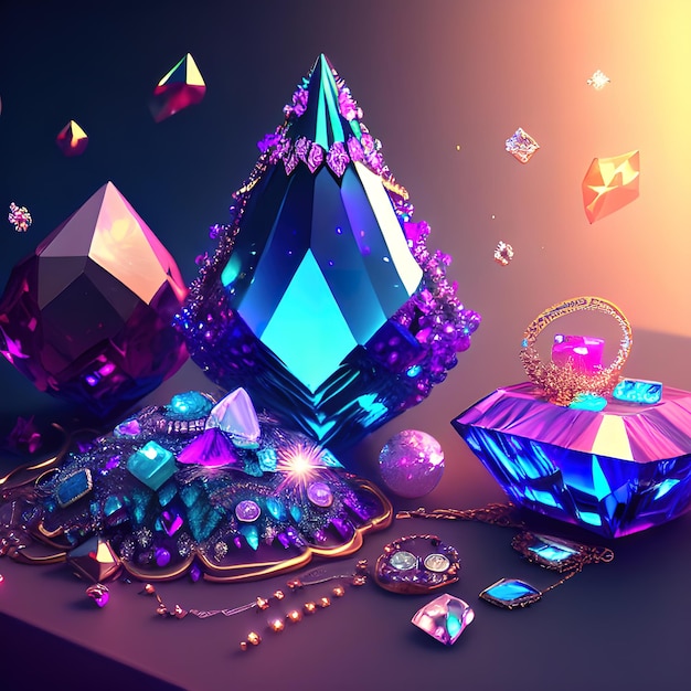 un tas de cristaux et de bijoux