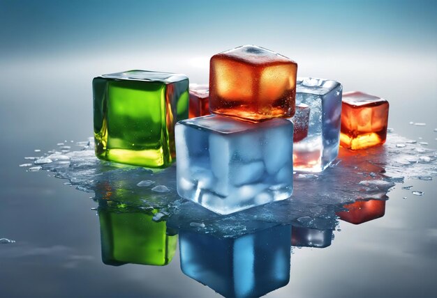 Un tas de cubes de glace assis l'un sur l'autre