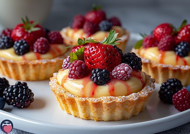 un tas de desserts avec des framboises sur le dessus