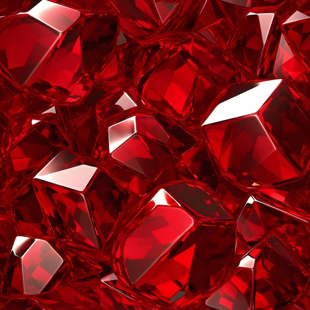 Un tas de diamants rouges avec le mot amour dessus