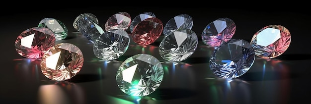 Un tas de diamants sont sur une table