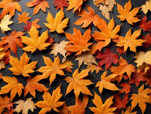 Un Tas De Feuilles D'Automne Sur Fond Noir