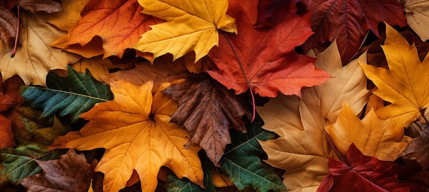 Un tas de feuilles d'automne sont sur le sol