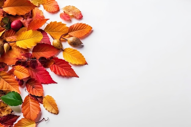 Tas de feuilles d'automne sur une table en bois