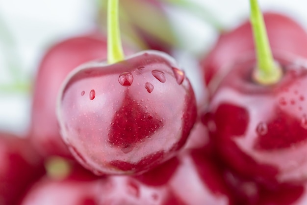 Tas de fond de cerises fraîches mûres