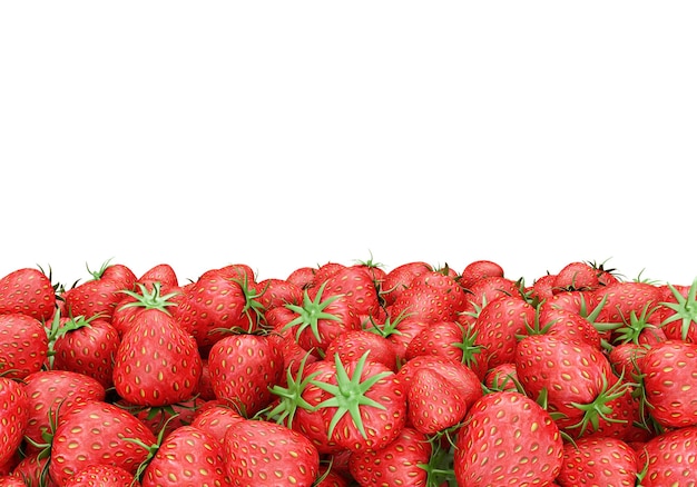 Tas de fraises sur fond blanc