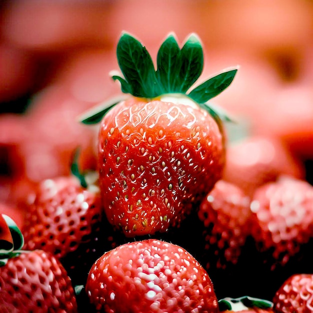 Un tas de fraises avec le mot fraise sur le dessus.