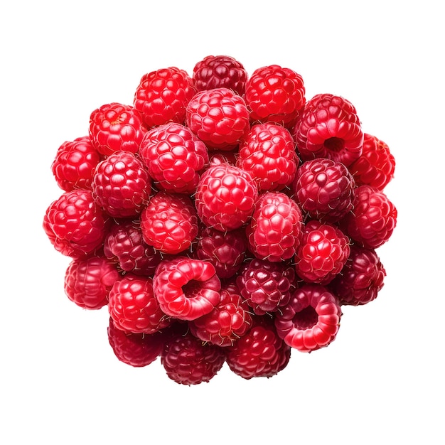 Un tas de framboises sur fond blanc