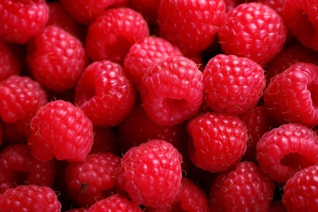 Un tas de framboises rouges sont dans un bol.