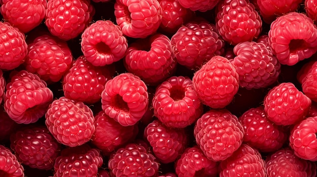 un tas de framboises avec un trou au milieu.