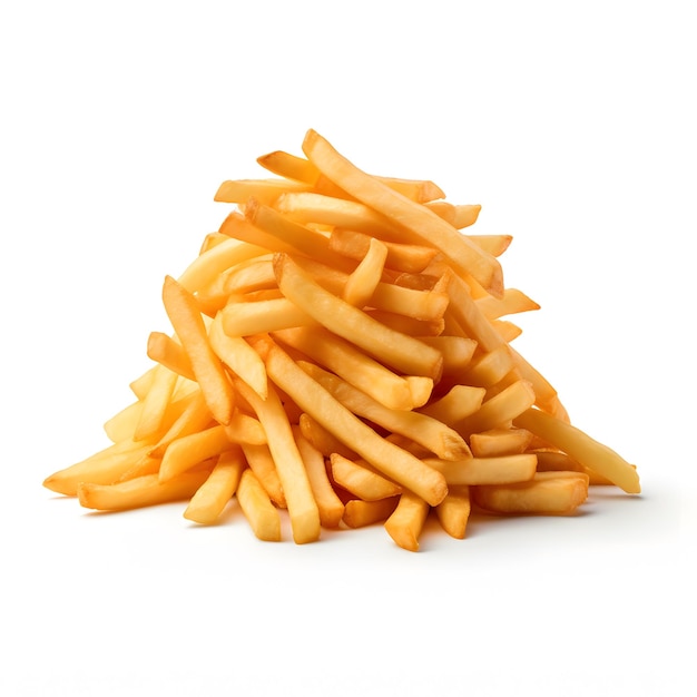 Photo un tas de frites avec une pyramide d'oignons sur le dessus