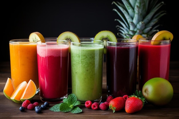 Un tas de fruits différents sont sur une table