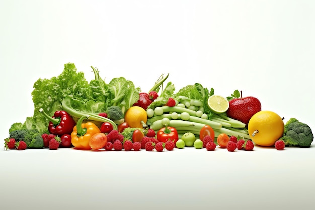 Un tas de fruits et légumes dont un qui dit "bio"