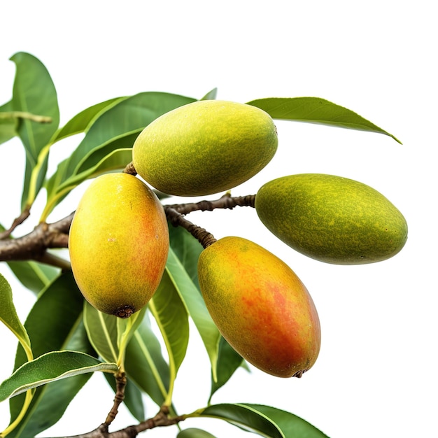 Un tas de fruits verts et rouges sur un arbre