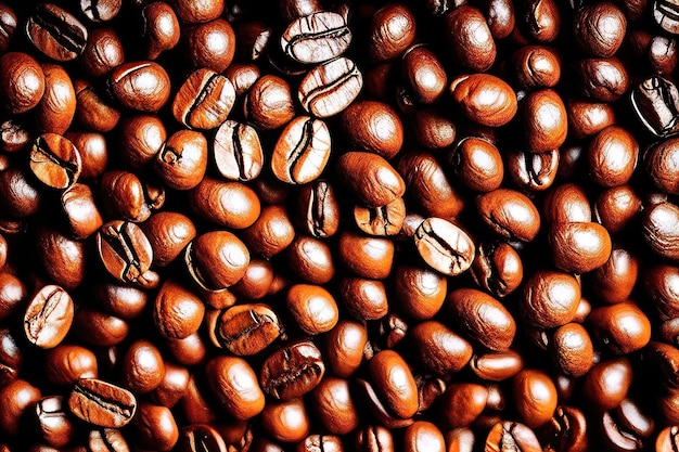 Tas de grains de café fraîchement torréfiés Generative AI