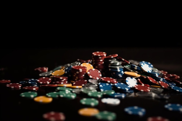 Un tas de jetons de casino sur une table