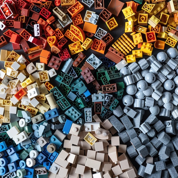 un tas de legos avec des chiffres et des lettres