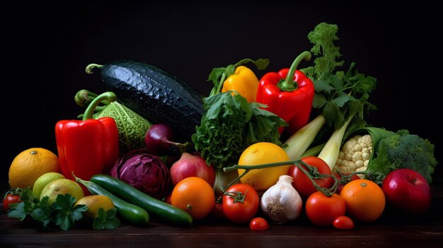 Un tas de légumes comprenant