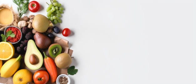 Un tas de légumes sur un fond blanc