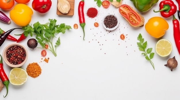 Un tas de légumes sur un fond blanc