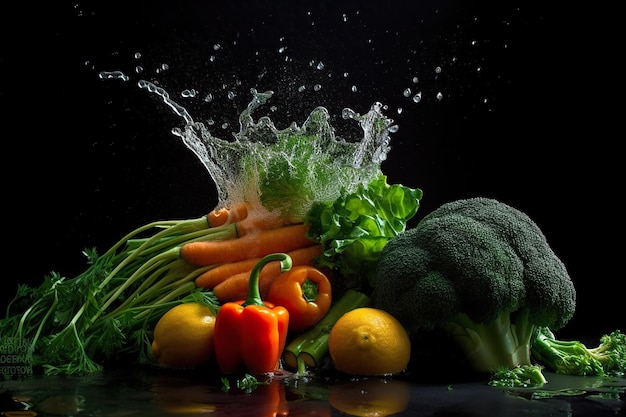 Un tas de légumes avec un peu d'eau