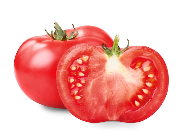 Tas de légumes tomate isolé sur fond blanc découpe