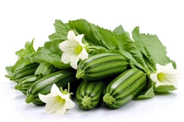 un tas de légumes verts avec un fond blanc