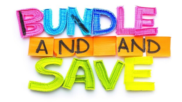 Un tas de lettres colorées qui épellent le mot " bundle " et " save ai "