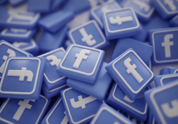 Photo le tas de logos 3d de facebook