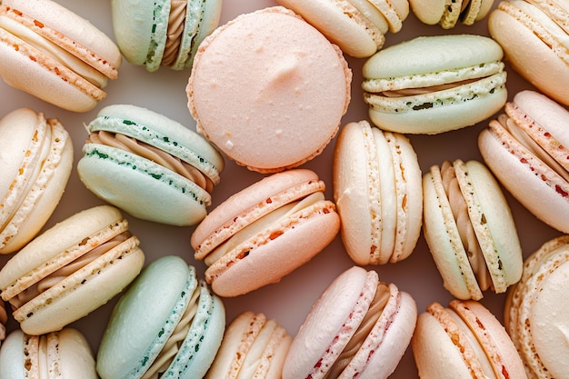 Photo un tas de mini macarons sont sur une table