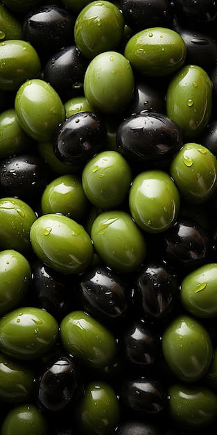 Photo un tas d'olives noires avec le mot olives dessus