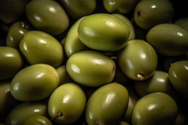 Photo un tas d'olives vertes