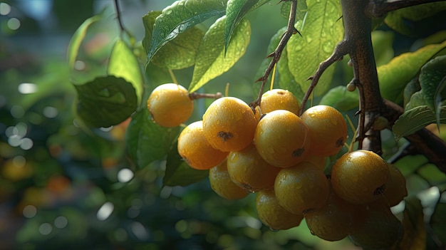 Un tas d'oranges sur un arbre aux feuilles vertes