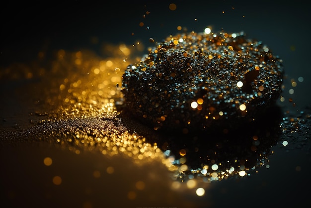 Un tas de paillettes d'or sur fond noir