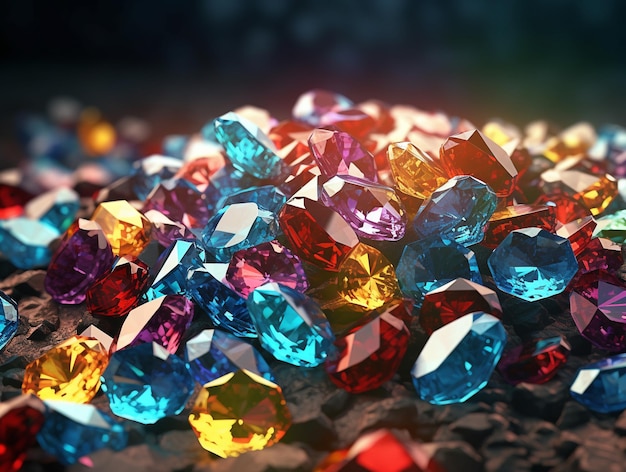 Photo un tas de pierres précieuses colorées avec le mot diamant dessus