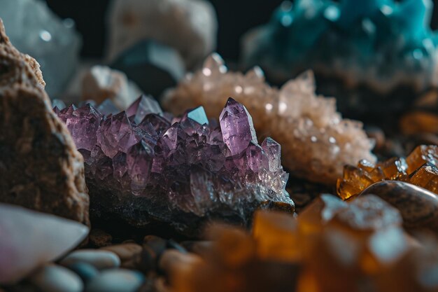 Tas de pierres précieuses et de cristaux