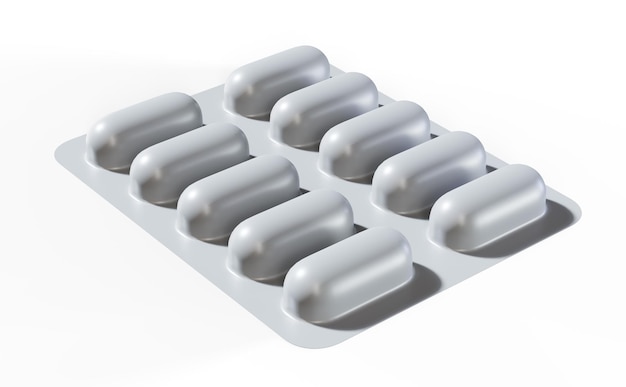 Photo un tas de pilules blanches, des capsules de médecine sur un fond blanc.