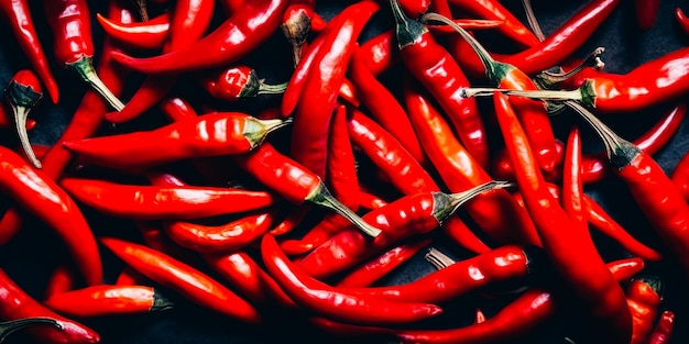 Un tas de piments rouges avec la lettre e sur le devant