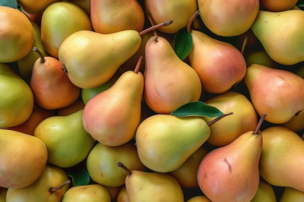 Un tas de poires sur un marché